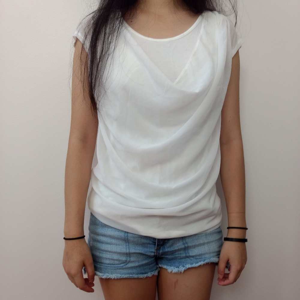 Saks Fifth Avenue White Cowl Blouse